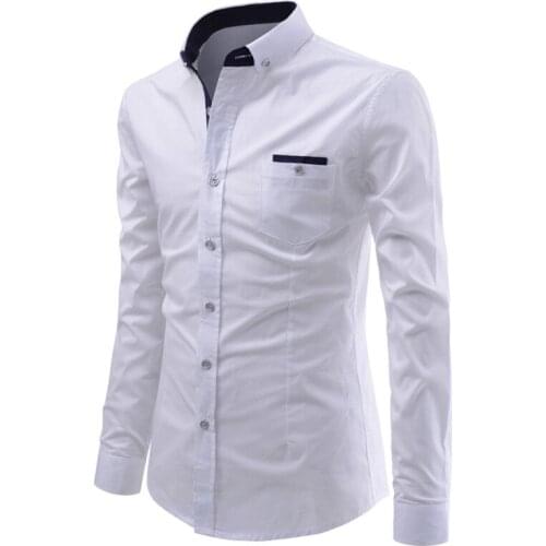 2021 Spring & Autumn New Plus Size Slim Lapel Long Sleeve Shirt Simple Solid Color Pocket Men Casual Shirt Tide Free Shipping