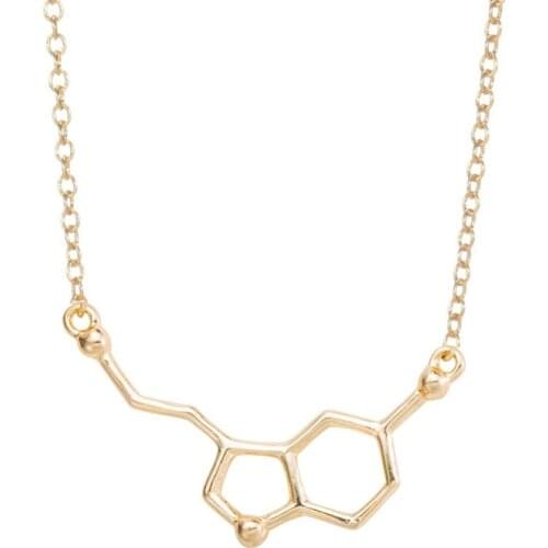 SMJEL New Fashion Jewelry Serotonin Molecule Charm Necklace Chemistry Structure Necklace for Women Special Gifts 10pcs-N012