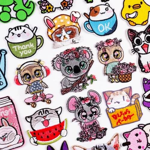 Cute Koala Cat Patches For Clothing Thermoadhesive Patches Cartoon Patch Iron on Embroidered Patches On Clothes Animal Applique