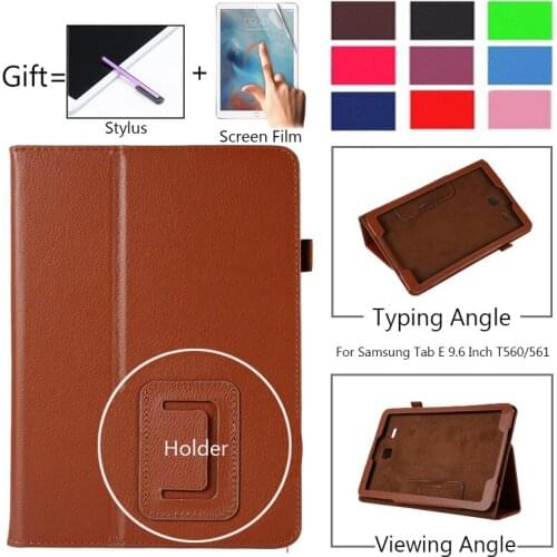Top Quality Smart PU Leather Cover for Samsung Galaxy Tab E 9.6 SM-T560 T561 T560 Tablet Case Tablet Slim Protective Shell Film