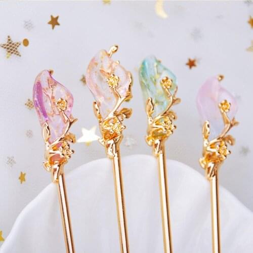 Metal Rhinestone Hair Stick Hair Chopsticks Hairpin Vintage Chinese Style Hair Stick Woman Girls Jewelry Hair Clip Accessories