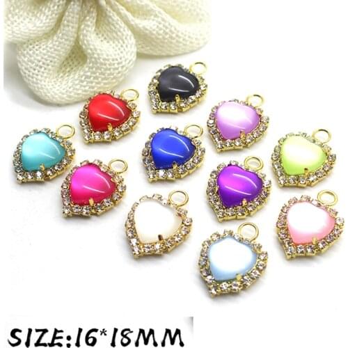 High quality! Special rhinestone 10pcs/set peach heart pendant fine jewelry accessories handmade creative production design