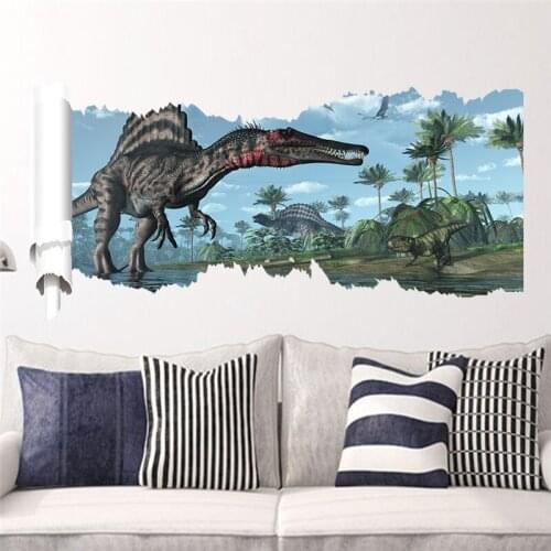 Vivid New 3D Dinosaur Wall Sticker Living Room Bedroom Wall Decoration Art Mural Movie Poster wall stickers for kids rooms