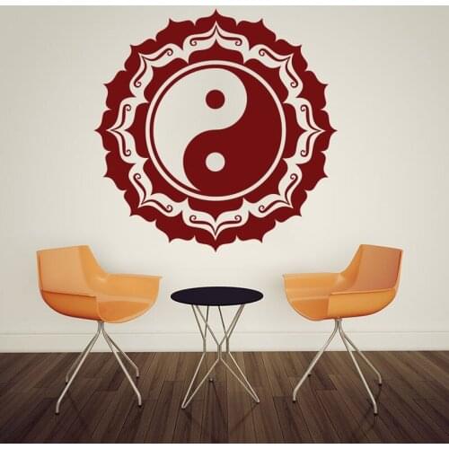 YinYang Design Mandala Wal Sticker Buddha OM Vinyl Wall Decal Yoga Studio Décor Self-adhesive Mandala Wall Poster AZ958