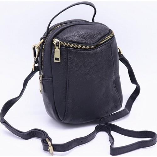 Women Small Bag Genuine Leather Messenger Shoulder Bags Female Solid Bucket Handbag Cowhide Shopping Packs Single Crossbody Bag