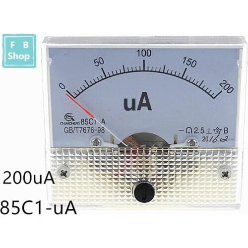 1PCS 85C1-uA 200uA DC Analog Pointer Current Meter Panel AMP Gauge Current Mechanical Ammeters
