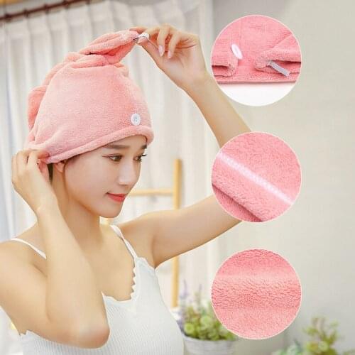 1pcs Microfibre After Shower Hair Drying Wrap Womens Girls Ladys Towel Quick Dry Hair Hat Cap Turban Head Wrap Bathing Tools