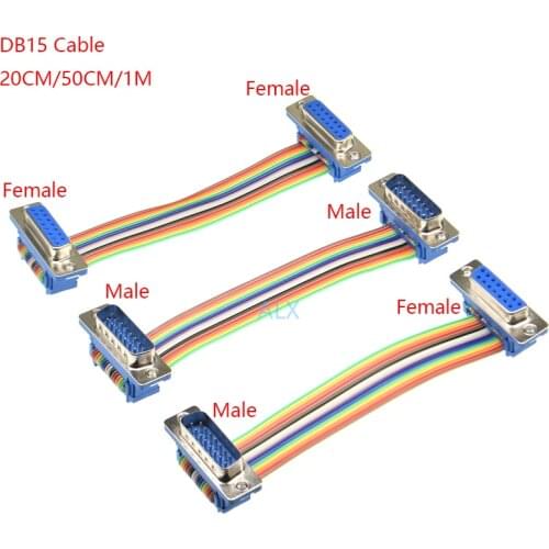 1PCS 20CM 50CM 1M DB15 MALE to FEMALE/MALE TO MALE/FEMALE TO FEMALE CABLE D-Sub serial port connector adapter Extension Cable