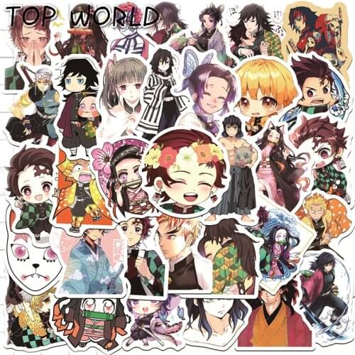 10/50Pcs/set Demon Slayer Cartoon Anime Q Version Graffiti Sticker For Kids Decals Suitcase Laptop Phone Case Helmet Luggage