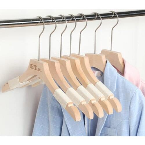 10pcs/lot Solid Wood Clothes Hangers Heavy Duty Paintless Wooden Hanger for Suits Coat Jackets Pants (30pcs or more can logo)