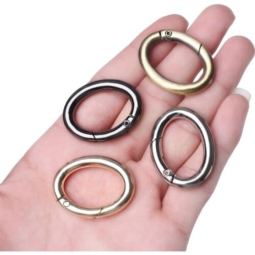 2Pcs 25/32/38/50mm Gate Spring Oval Ring Buckles Clips Silver Black Bronze Gold Push Trigger Snap Hooks Carabiners Outdoor DIY