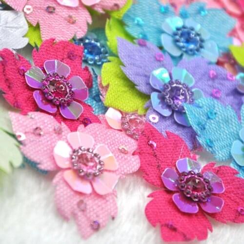 20pcs Felt Padded Flowers w/Left Rhinestone Appliques Craft Sewing A314