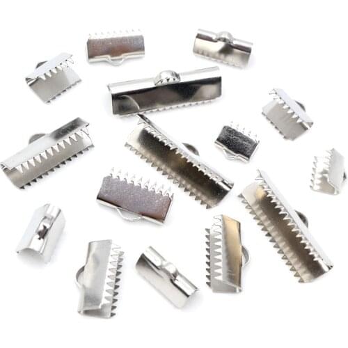 30pcs Stainless steel Crimp End Bead Buckle Tip Clasp Cord Flat Cover clasps Diy Necklace Bracelet Connectors For Jewelry Making