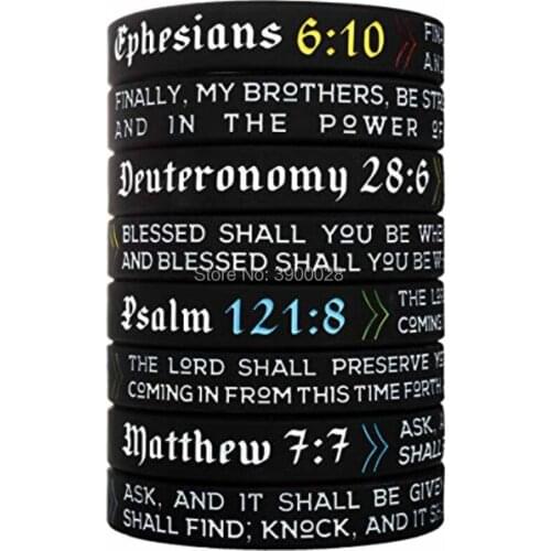 300pcs Ephesians Deuteronomy Psalm Matthew Religious Scriptures Silicone Wristband Bracelet Free Shipping By DHL
