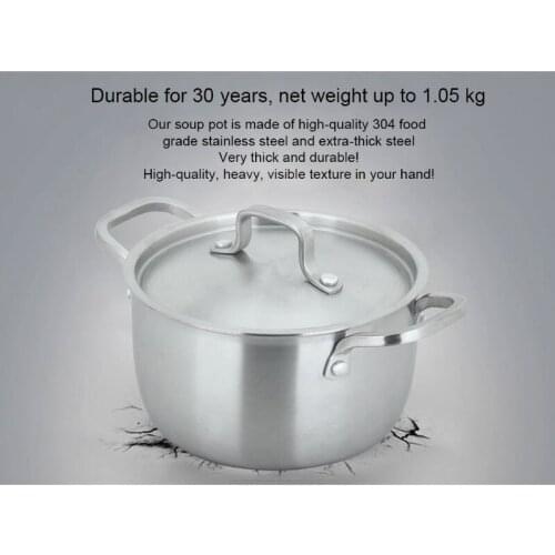 304 Stainless Steel Stock Pod with Lid Cover 3-Ply Clad Base Soup Pot Cookware N0PA