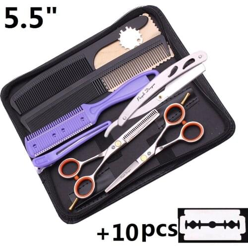 5.5 Inch Professional Hairdressing Scissors Kit Barber Hairdresser Y1227 Stainless Steel Hair Cutting Thinning Razor Comb Blade