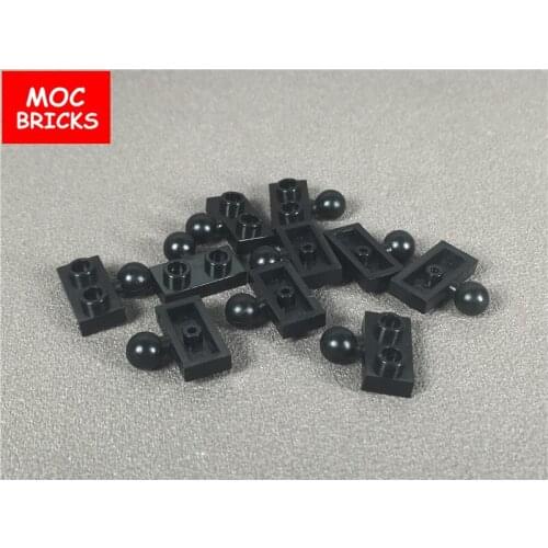 50pcs/lot Balck Plate, Modified 1 x 2 with Towball on Side fit with 14417 Educational building block bricks DIY Toys kids gifts
