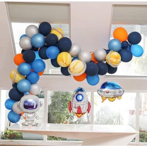 85Pcs Outer Space Balloons Set Garland Kit Universe Space Planets Party UFO Rocket Astronaut Balloons Kids Birthday Party Decor