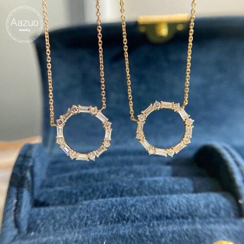Aazuo 18K Orignal Yellow Gold Rose Gold Real Diamond 0.40ct Ferris Wheel Necklace With Gold Chain gifted for Women Party