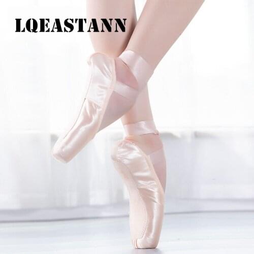 2020 New Brand Ballet Shoes Satin Surface Laces With Ribbons Womens Ladies Pink Professional Ballet Shoes Dance Laces Toe Pads