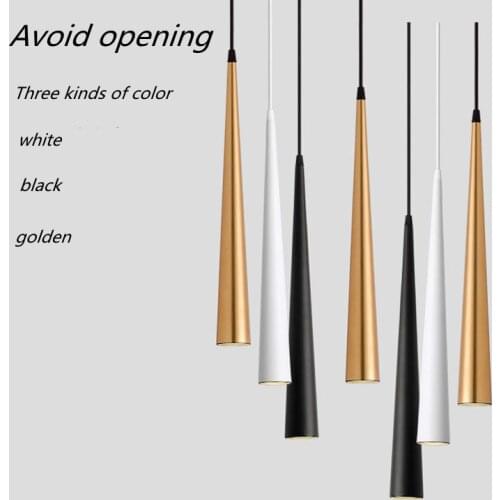 Household chandelier bar table lamp modern aluminum metal chandelier dining room living room bar cafe dimming COB cone 7w/12w