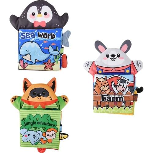 Montessori Baby Toys 0-12 Months For 3D Tails Cloth Books For Kids Soft Plush Animals Hand Puppet For Infant Gifts Juguetes Bebe