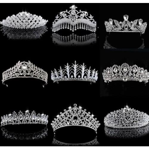 Diverse Silver Color Crystal Crowns Bride tiara Fashion Queen For Wedding Crown Headpiece Wedding Hair Jewelry Accessories