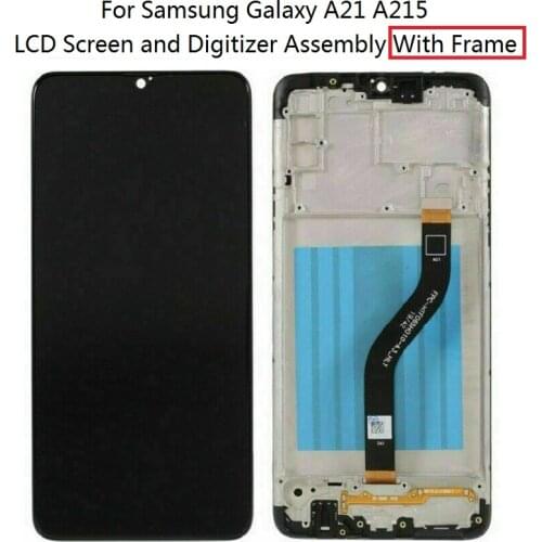 For Samsung Galaxy A21 SM-A215 TFT LCD Screen and Digitizer Touch Screen Assembly + Frame - Black