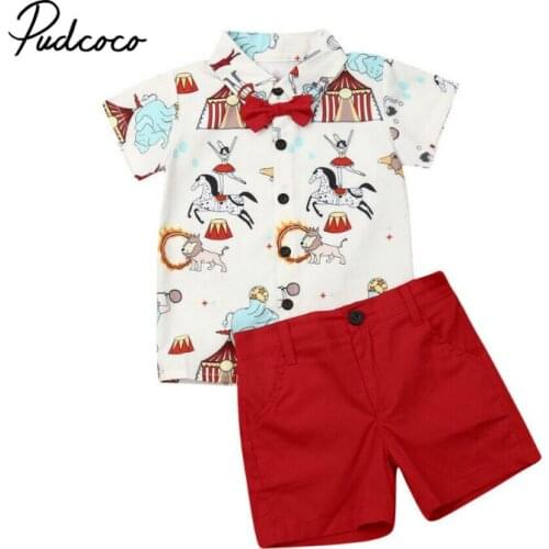 Hot Sale Brand Boys Clothing Children Summer Boys Clothes Cartoon Circus Print Kids Boy Clothing Set T-shit+Pants roupa infantil