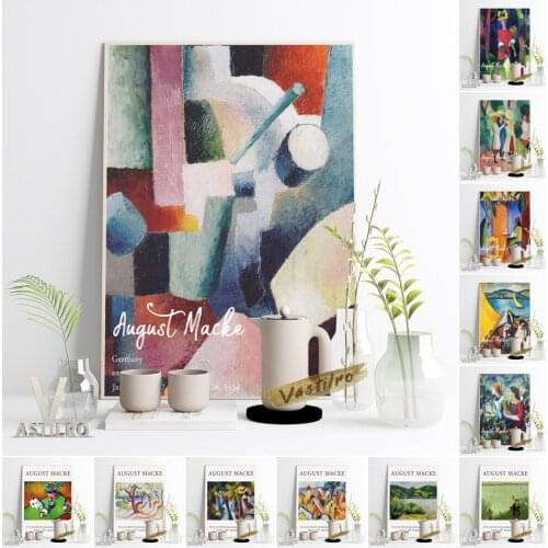 August Macke Expressionism Exhibition Museum Retro Poster Turkisches Cafe Canvas Painting Two Girls Wall Picture Gallery Decor