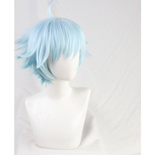 Game Genshin Impact Chongyun Cosplay Wig Blue Short Hair C00379