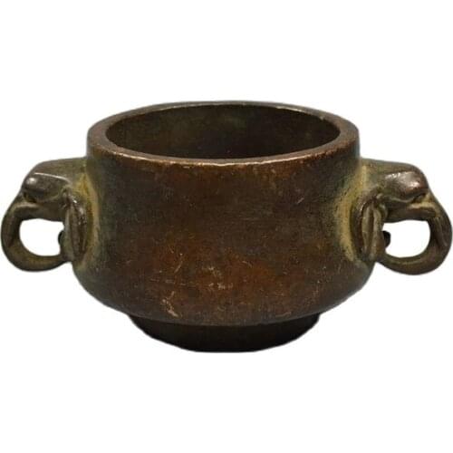 Chinese Old Copper Collection Pure Copper Elephant head Incense burner