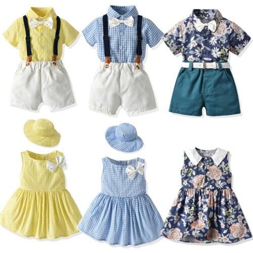 Family Brother and Sister Kids Matching Outfits Boys Gentleman Suit+Princess Girls Tutu Dress Sets Children Clothes