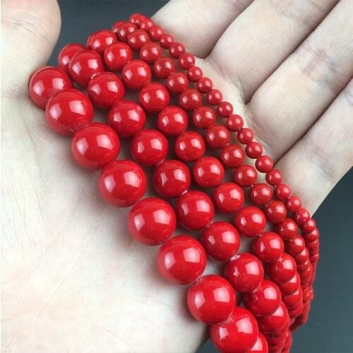 Red Freshwater Shell Pearl Round Beads Natural Loose Spacer Beads For Jewelry Making DIY Bracelet Accessories 15''3-14mm