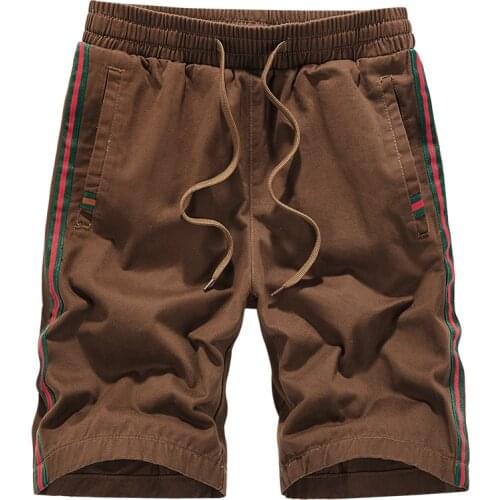 2021 Fashion Chic Summer Casual Shorts Men Youthful Vitality Cotton Striped Loose Drawstring Streetwear Knee Length Shorts Men