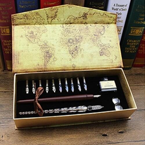 1set Nibs Wooden Dip Pen Set Glass Calligraphy Pen Set for Cartoon Lettering Art Drawing Mapping Decorative Suitable For use By