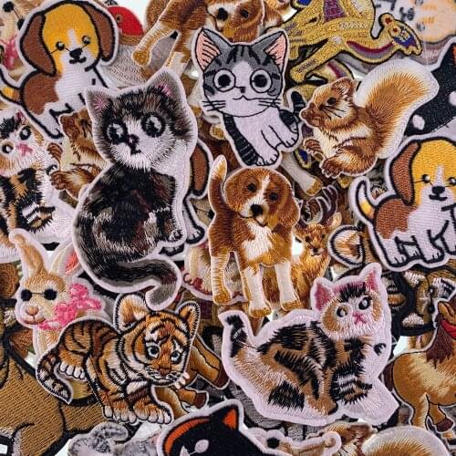 10/20pcs/Lot Random Mix Animal Embroidery Patches For Clothing DIY Iron On Patch On Clothes Cat Dog Bird Rabbit Accessories