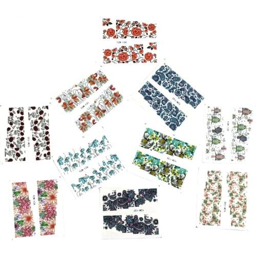 Transfer Decals Nail Watermark Decals Fashion 3D Butterfly Flower Floral Series Vintage Flower Pattern Stickers For Nail