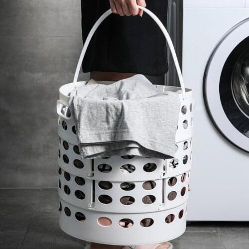 Plastic Laundry Basket, Large Bathroom Clothes and Toy Storage Basket,Folding Laundry Hamper, Household Laundry Hamper