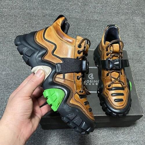 Thick Sole Casual Shoes Men Punk Style Work Shoes Platform Shoes Men Leather 14#22/10e50