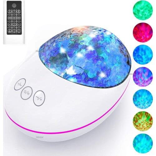 Lucky Stone Bluetooth Remote Control Projection Lamp Waves Night Light with Bluetooth Speaker Romantic Ocean Projection Lamp
