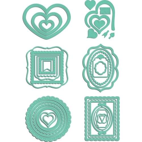 Stitched Heart Scalloped Circle Rectangle Oval Frames Metal Cutting Dies for DIY Scrapbooking Paper Cards Making Crafts 2020 New