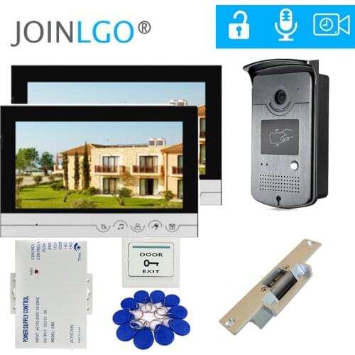 Wired 9 Inch Video Door Phone Intercom System 2 Recording Screens HD RFID Doorbell Camera Electric Strike Lock Free Shipping