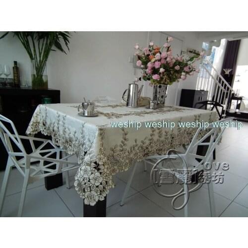 Champagne rose series Rural cloth art Chinese embroidery The table cloth Dust cloth Rectangular table cloth