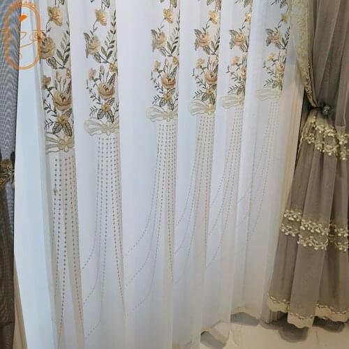 European-style High-end Embroidered Window Screens, Living Room and Bedroom Transparent Screens, French Windows, White Screens