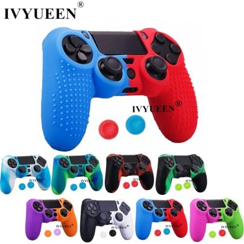 IVYUEEN Silicone Case for PlayStation 4 Dualshock 4 PS4 Pro Slim Controller Cover Skin with Joysticks Grips Thumbsticks Caps