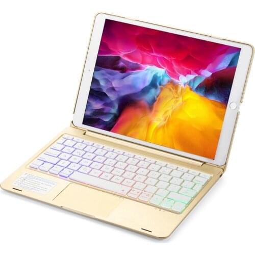 For iPad Pro 10.5 2017 Tablet Smart 7 Colors RGB LED Backlit Wireless Bluetooth V5.1 Mouse Touchpad Keyboard Case Stand Cover