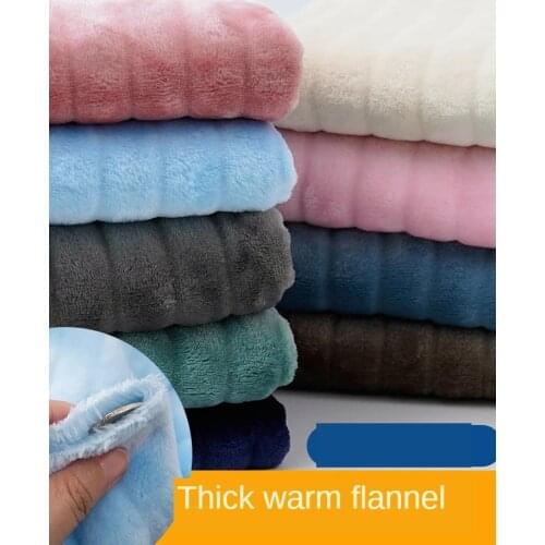 Thick Double-sided Frankince Striped Fabric Plush Cloth Coral Fluff Blanket Home Sleeping Clothes Brocade Sewing DIY Blue Pink