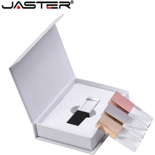 JASTER USB 2.0 Fashionable Crystal Style USB Flash Pen Drive Box 4GB 16GB 32GB 64GB Gift Pendrive cle usb Over 10pcs Free Logo