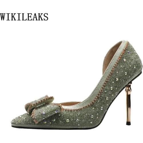 Party Shoes for Women Loafers Butterfly Knot Pumps Women Shoes High Heels Sexy Office Shoes Women Crystal Korean Fashion Zapatos